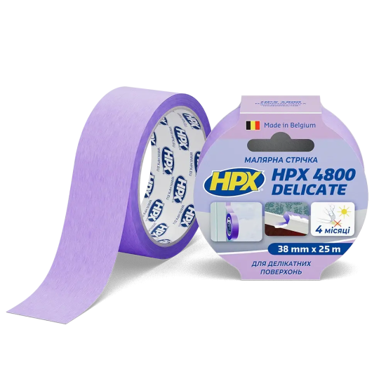 HPX 4800 Delicate – малярна стрічка для делікатних поверхонь 38 мм х 25 м HPX 4800 Delicate – малярна стрічка для делікатних поверхонь 38 мм х 25 м