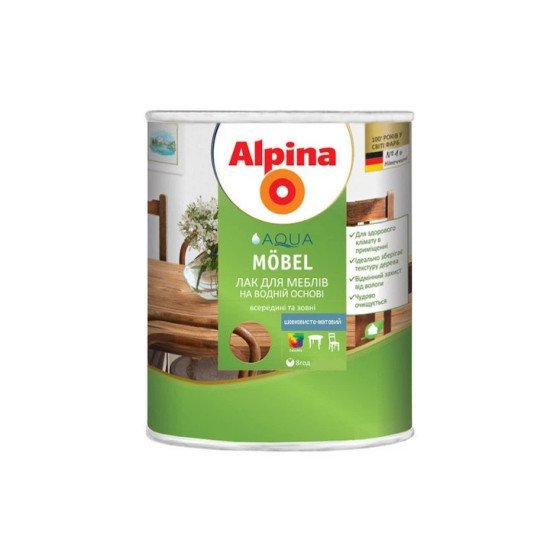 Alpina Aqua Mobel – акриловий лак для меблів 2.5 л шовковисто-матовий (прозорий)